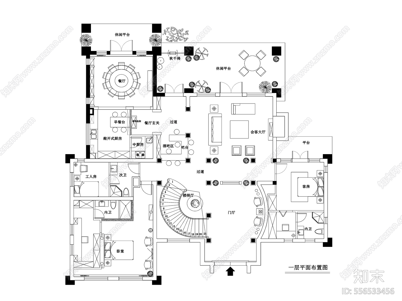 500平欧式风格独立别墅装修施工图施工图下载【ID:556533456】