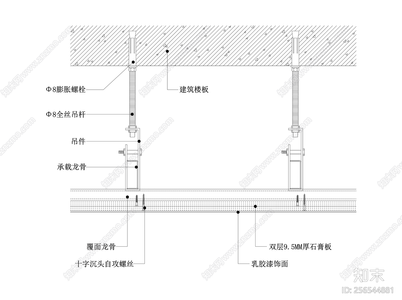 節點詳圖 吊頂節點 吊頂 天花石膏板吊頂節點圖施工圖下載【id