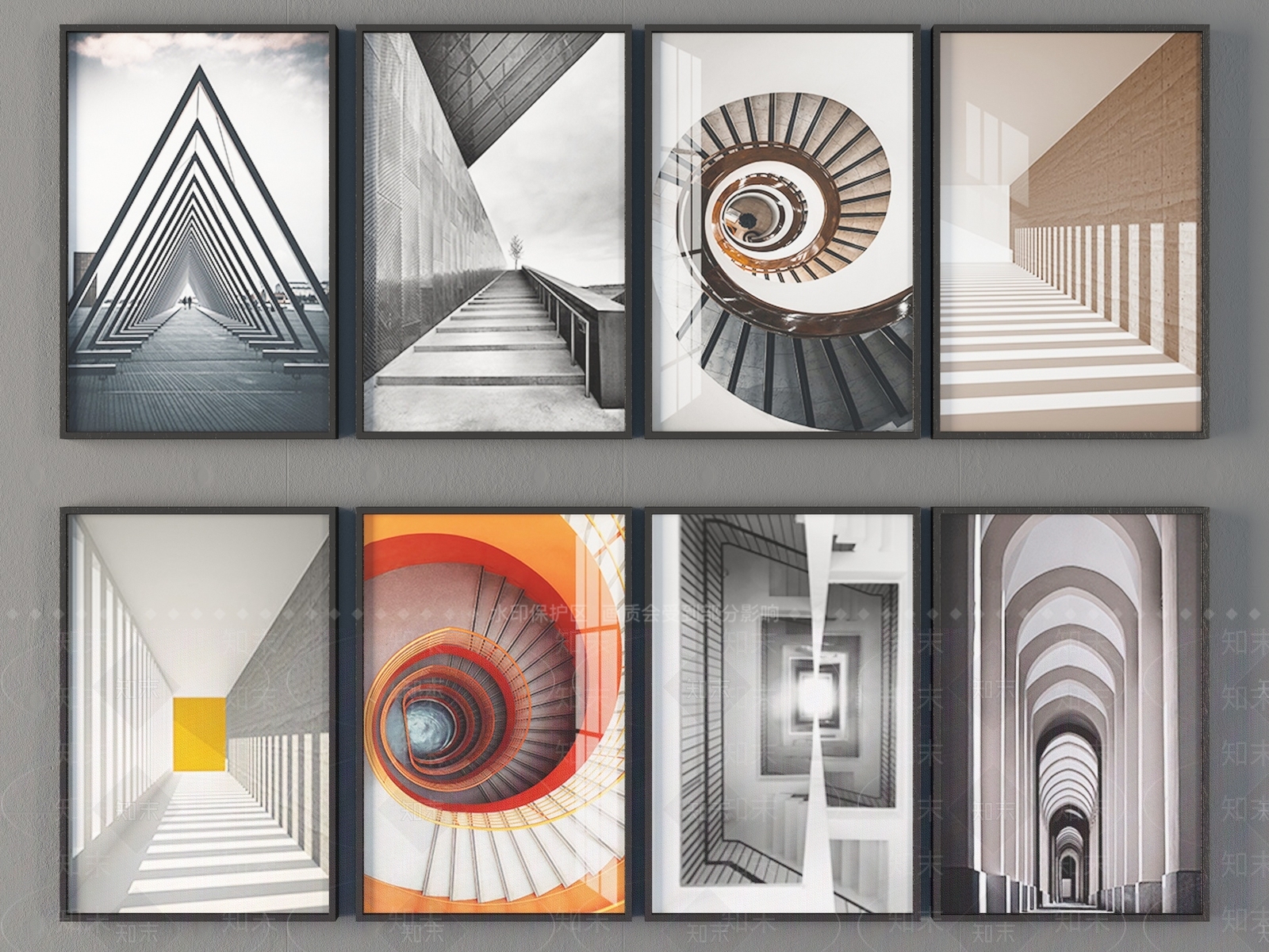 现代几何空间装饰画3d模型下载