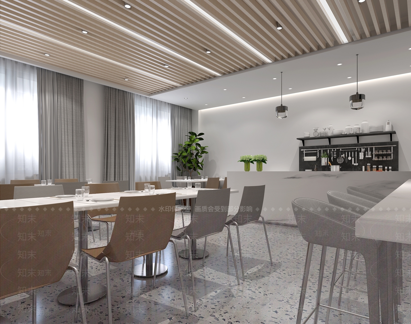 现代餐厅食堂3D模型下载【ID:756569737】