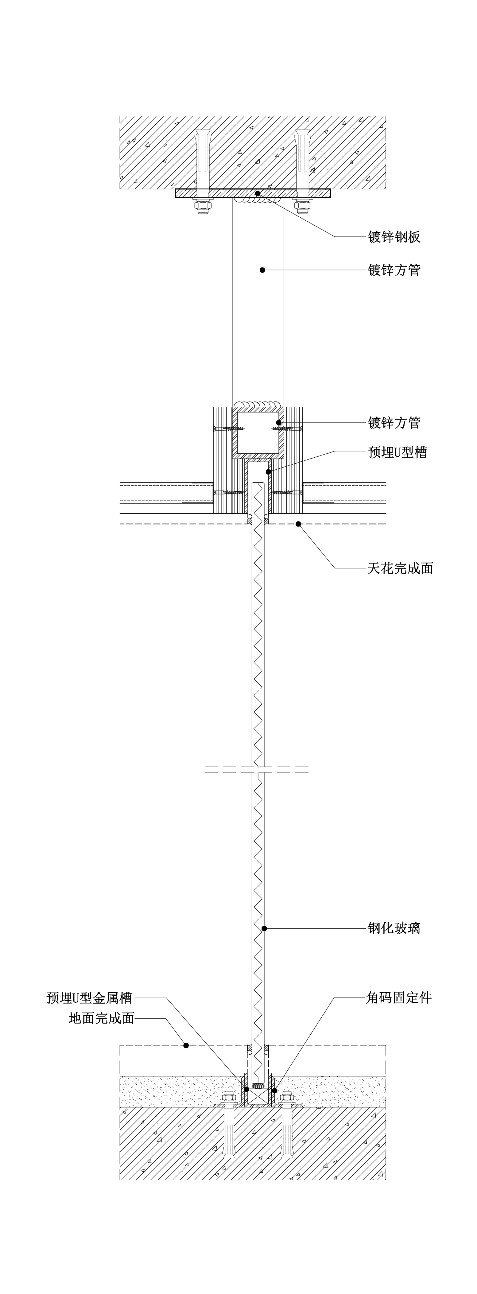 玻璃隔墙节点图施工图下载