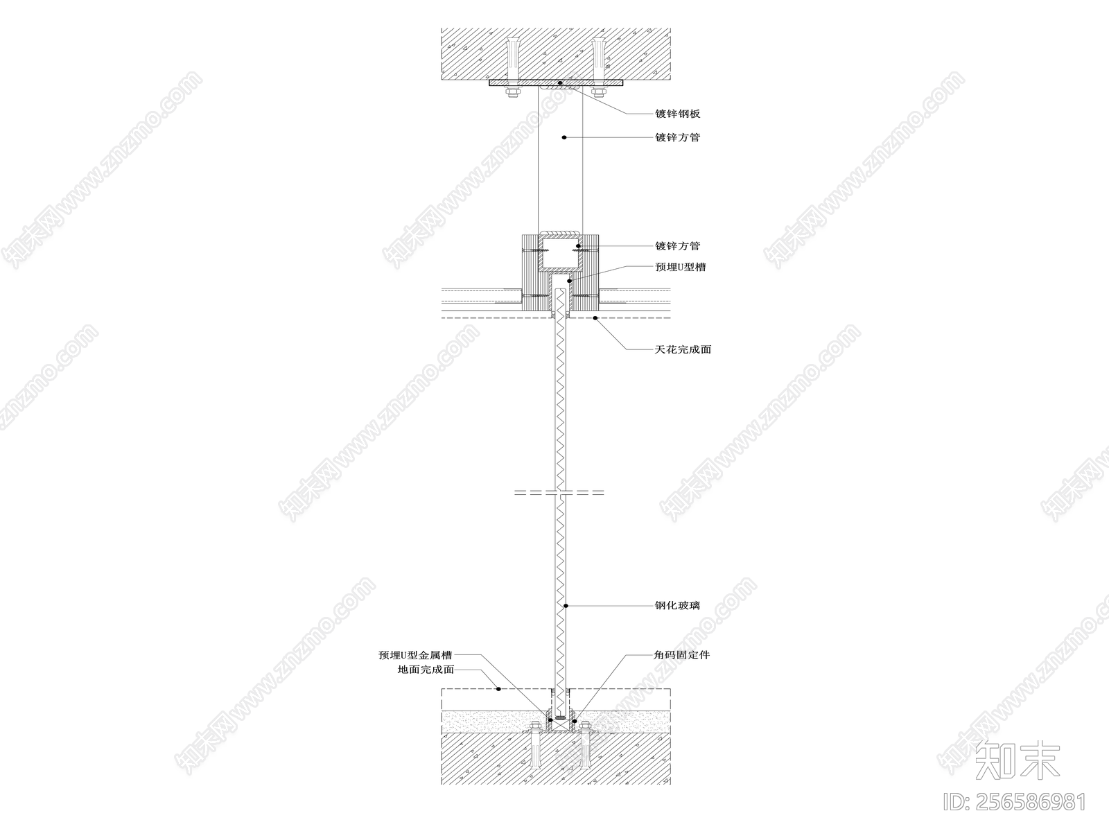 玻璃隔墙节点图施工图下载