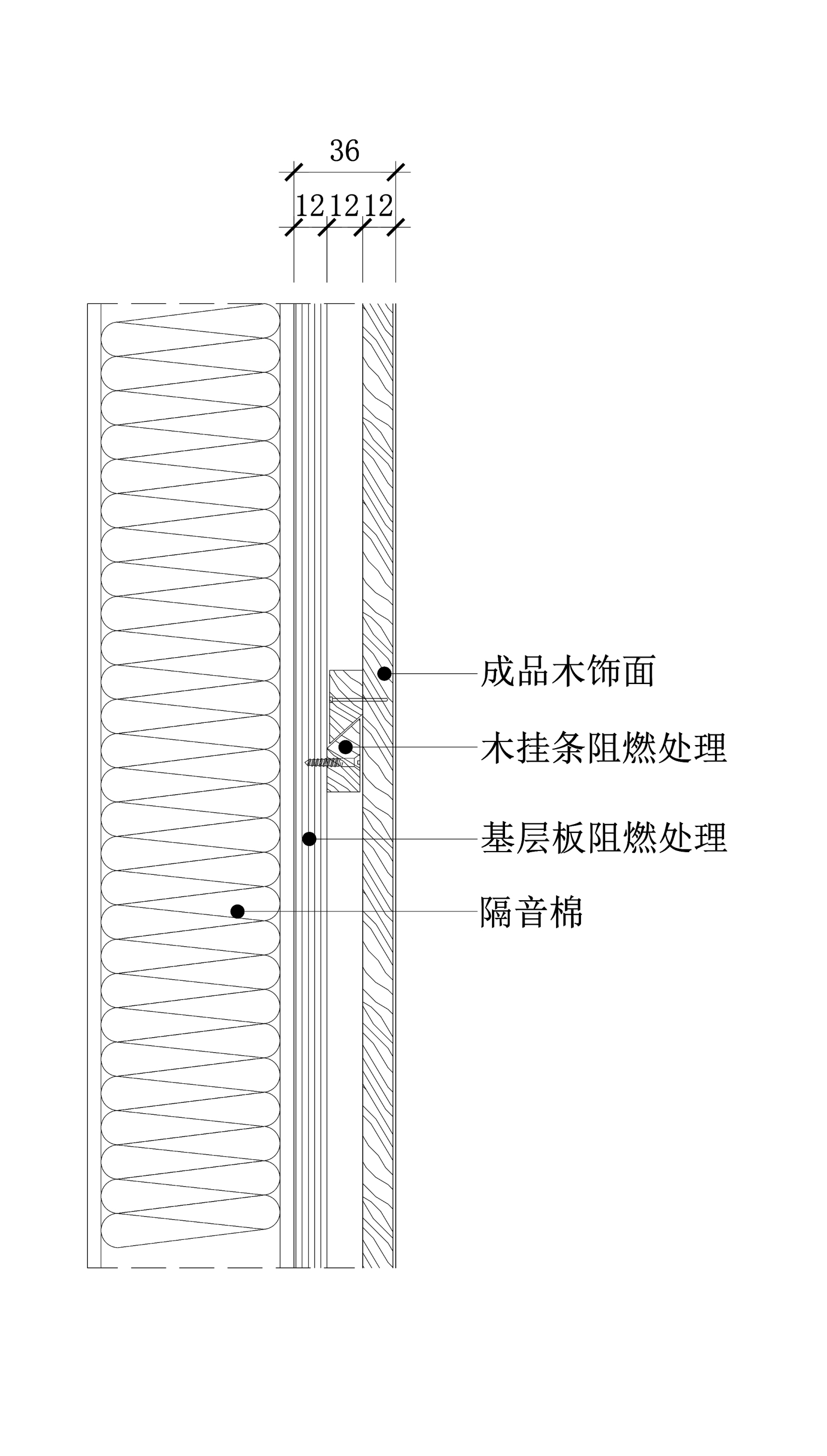 木饰面挂板墙面节点图施工图下载【id:256596970】