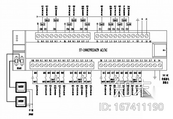 冷却塔全套PLC控制原理图cad施工图下载【ID:167411190】