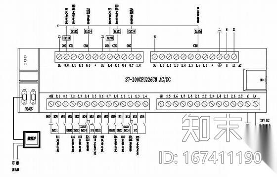 冷却塔全套PLC控制原理图cad施工图下载【ID:167411190】