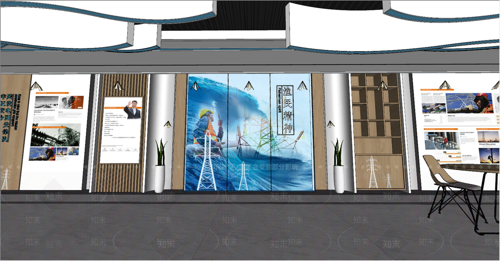 现代新中式展厅SU模型下载【ID:256628931】