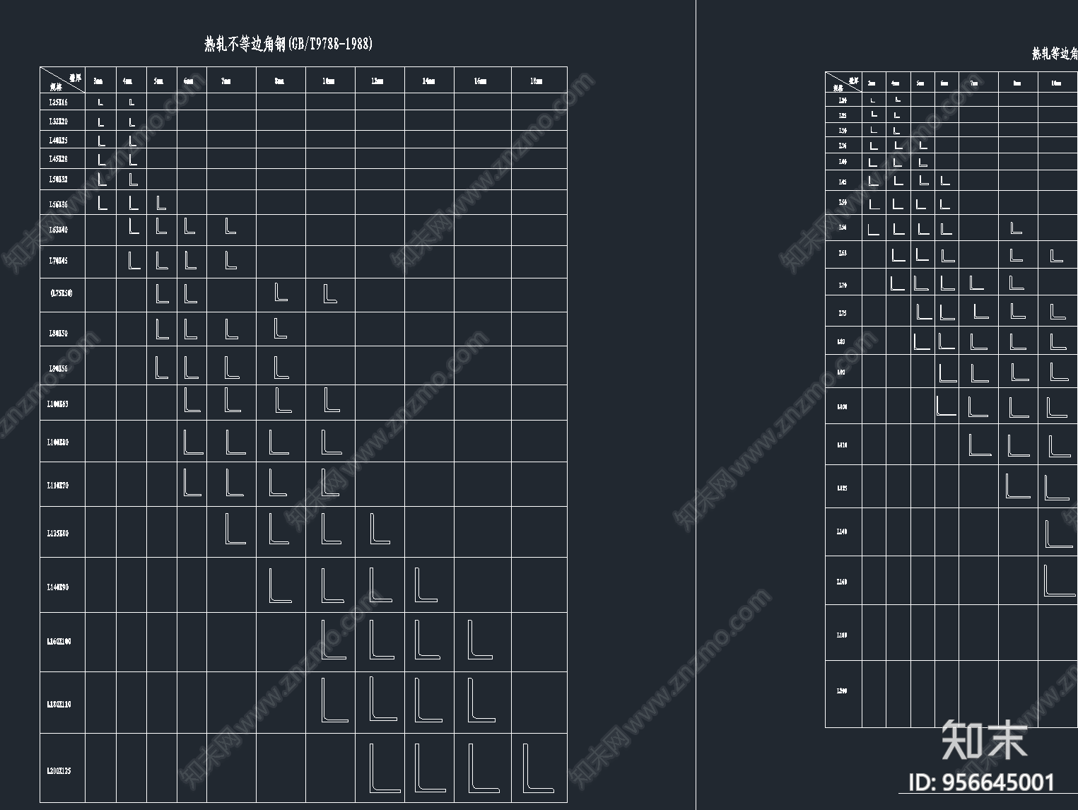 等边热轧角钢cad施工图下载【ID:956645001】