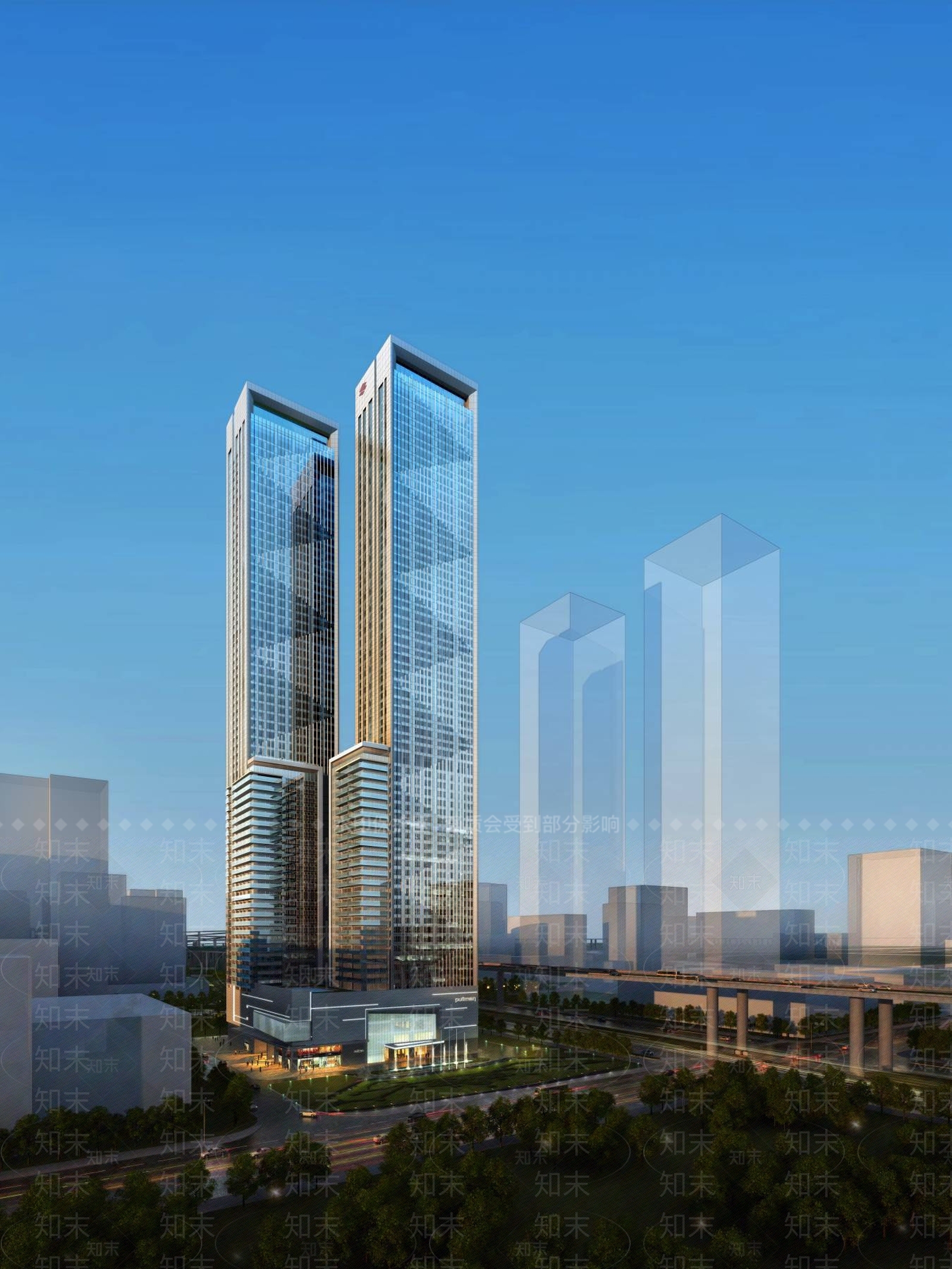 现代杭州卓越双子塔楼3D模型下载【ID:456663646】