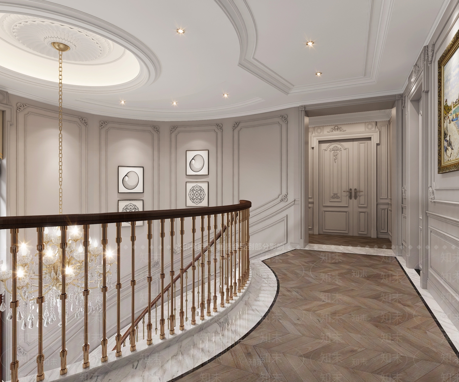 简欧楼梯间过道3D模型下载【ID:256664848】