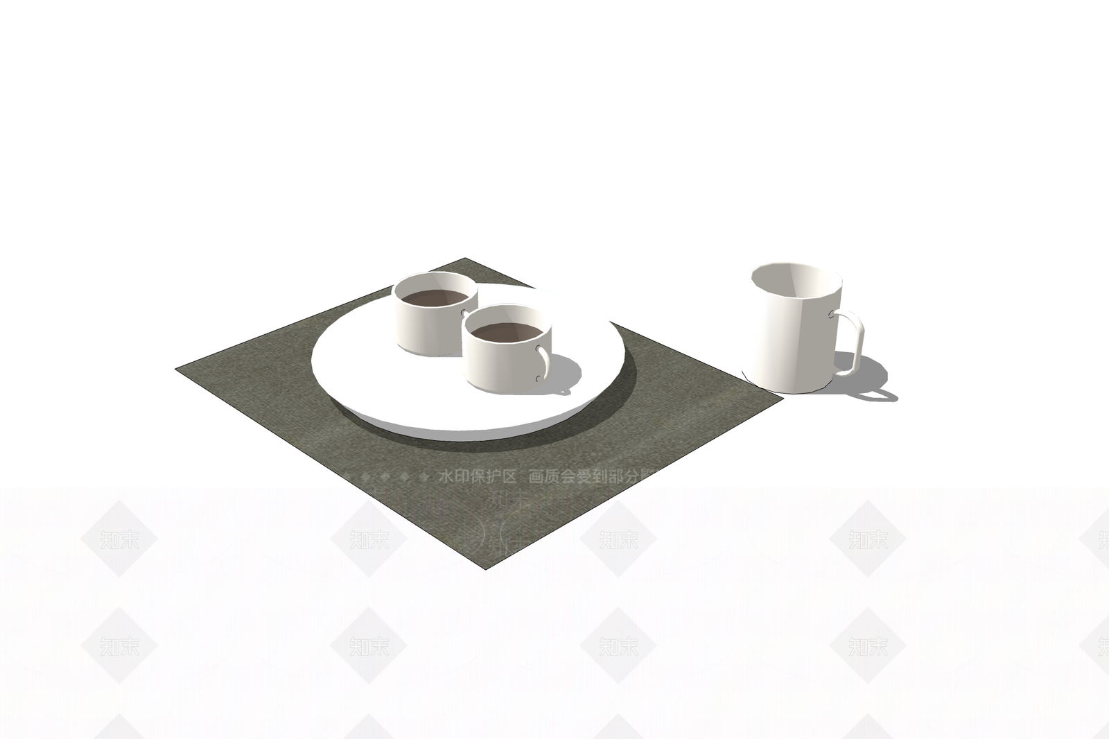 现代风格茶壶茶杯组合SU模型下载【ID:756670898】