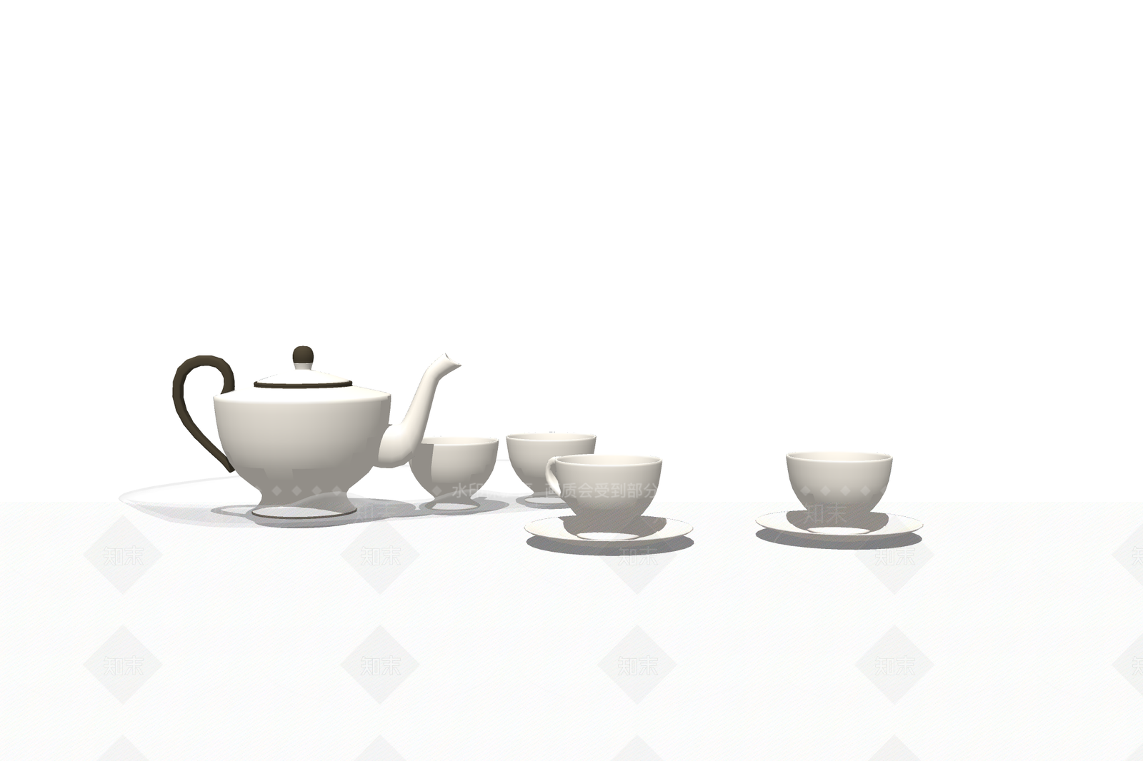 现代风格茶壶茶杯组合SU模型下载【ID:756671812】