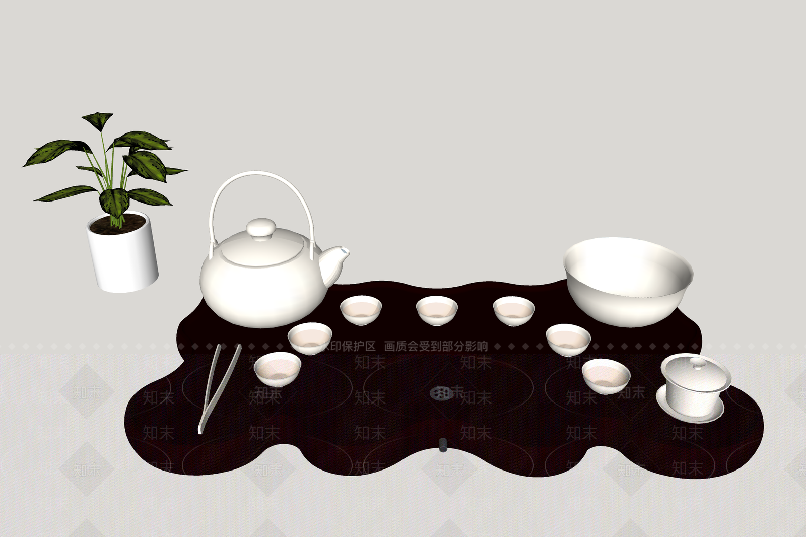 中式风格茶壶SU模型下载【ID:656685447】