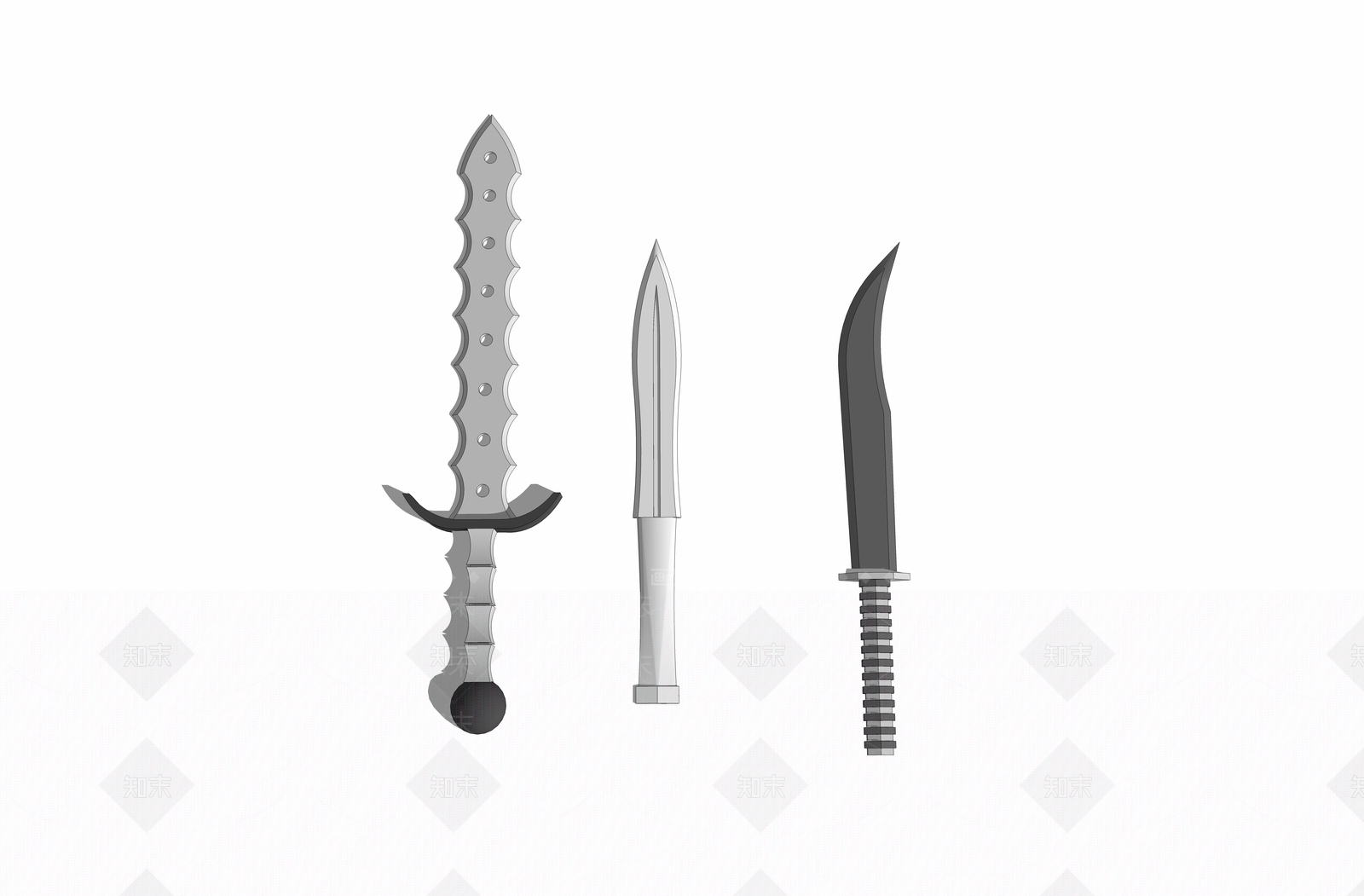 现代风格刀剑SU模型下载【ID:856691875】