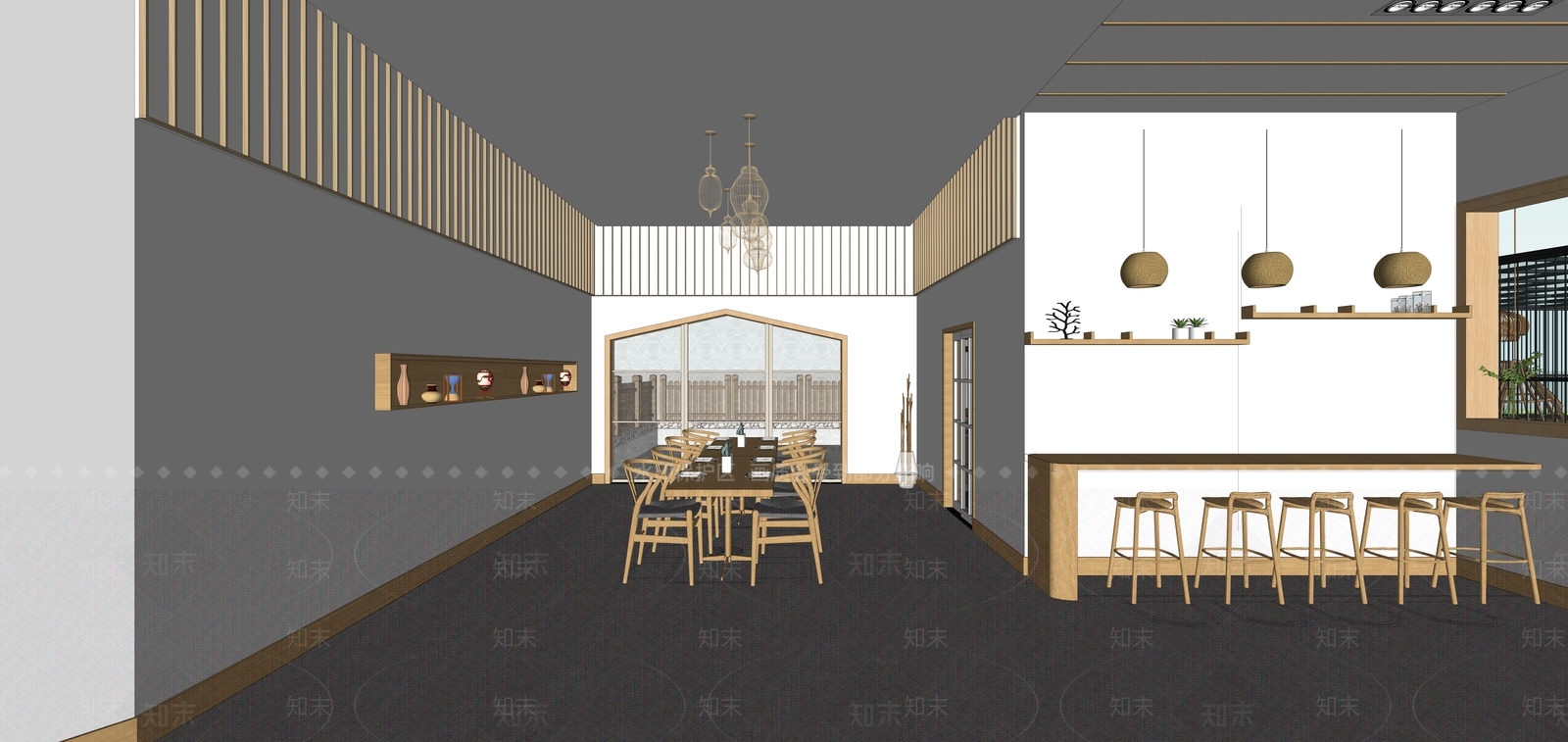 日式风格全日餐厅SU模型下载【ID:856723950】