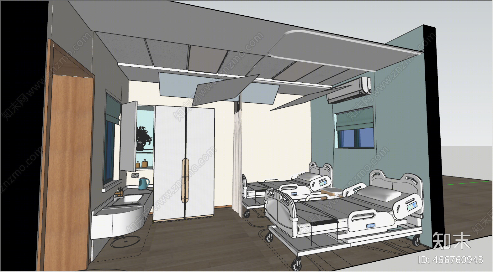 现代风格病房SU模型下载【ID:456760943】