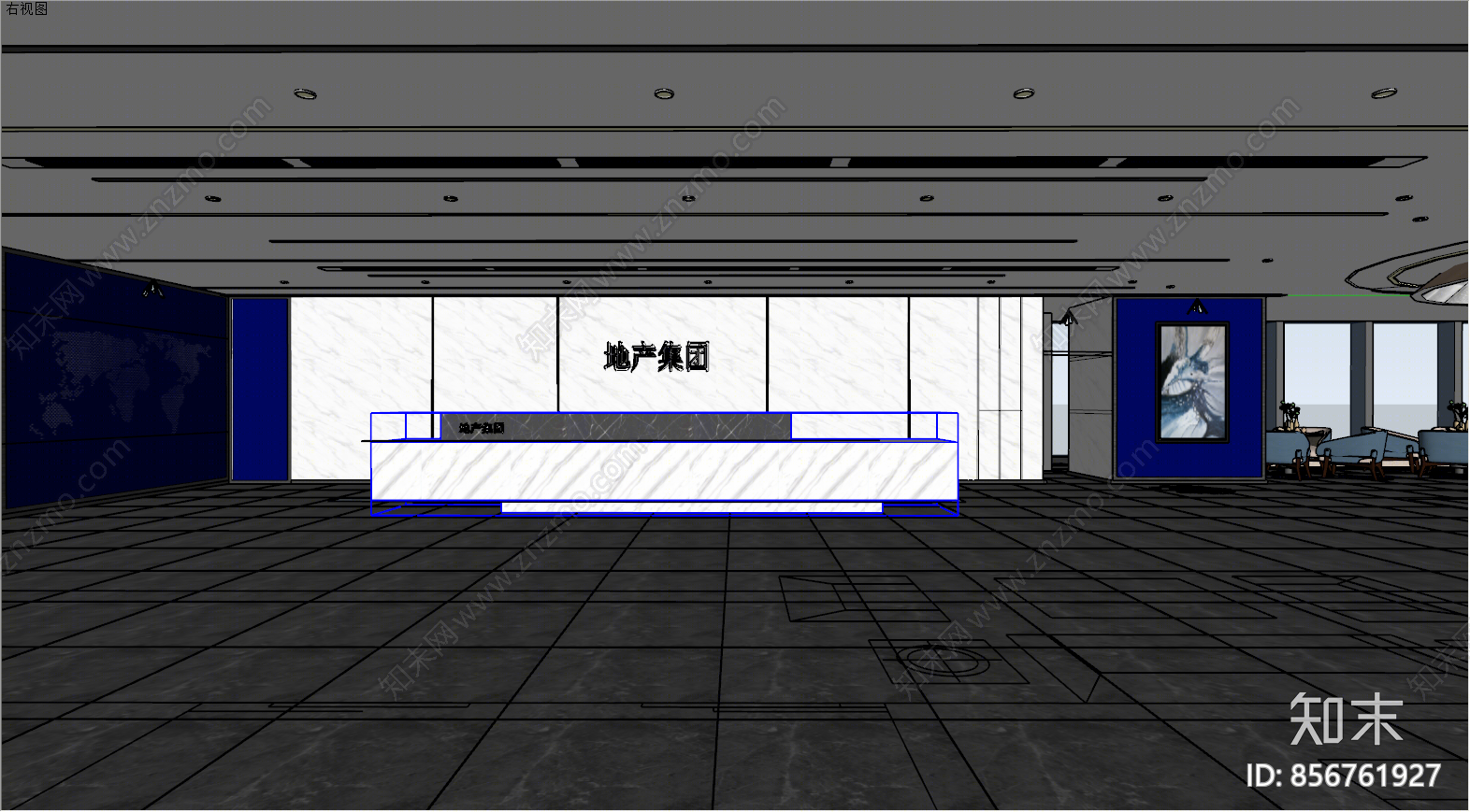 现代风格公司大堂SU模型下载【ID:856761927】