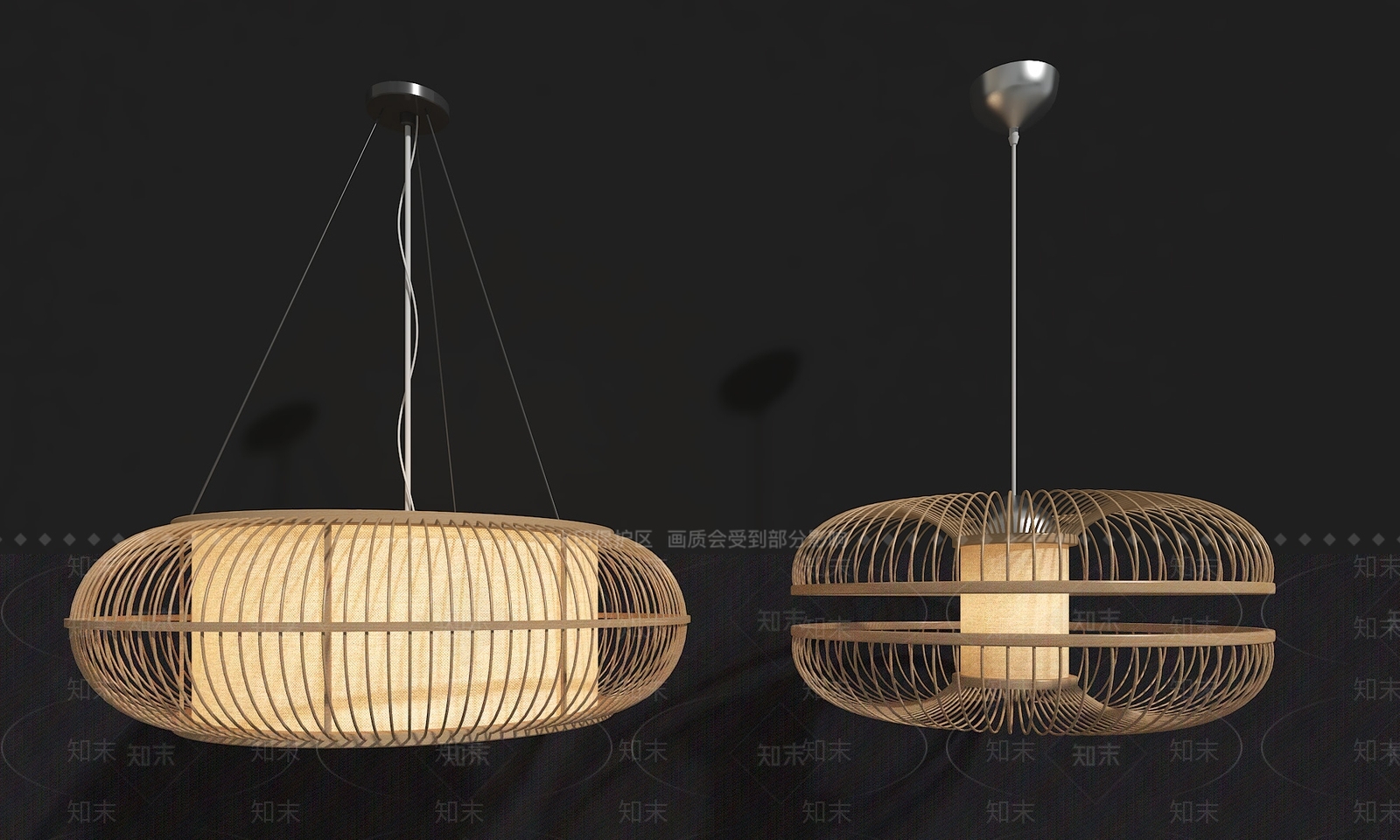 日式竹子吊灯3D模型下载【ID:556774880】