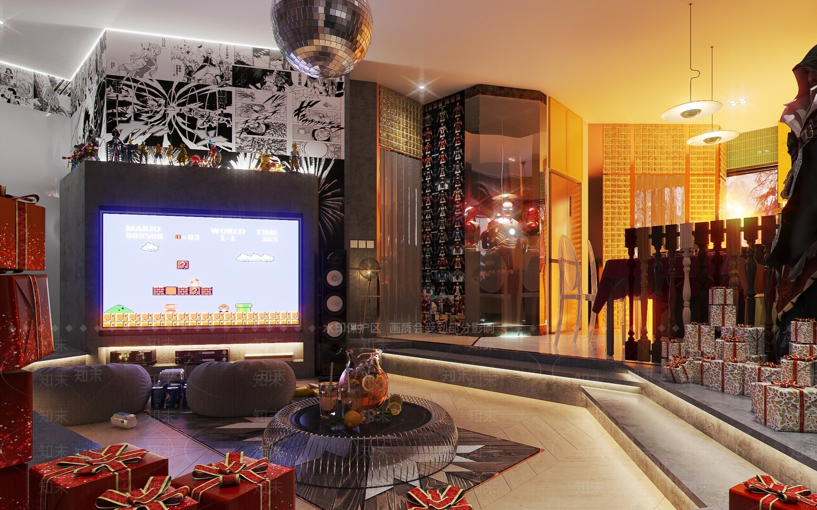 现代工业混搭客厅3D模型下载【ID:856779300】