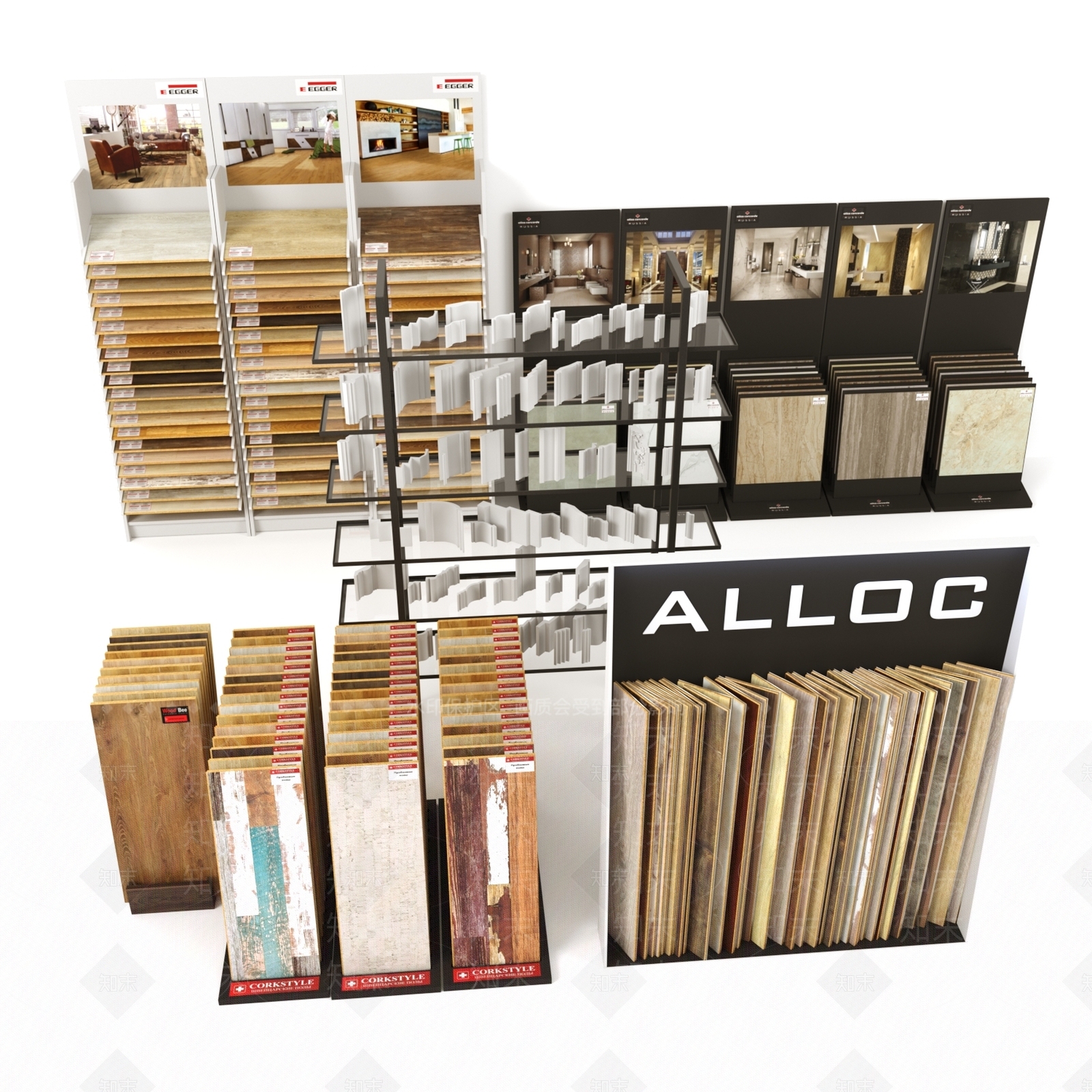 现代木地板展示3D模型下载【ID:556792888】