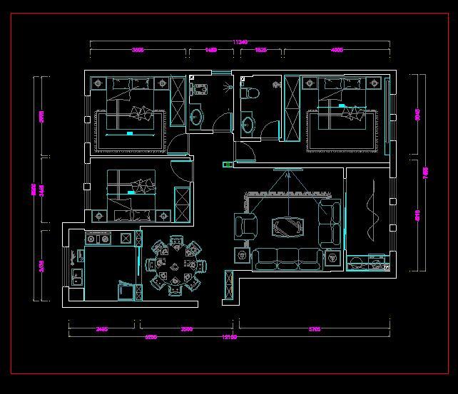 现代家装全套施工图cad施工图下载【ID:556806524】