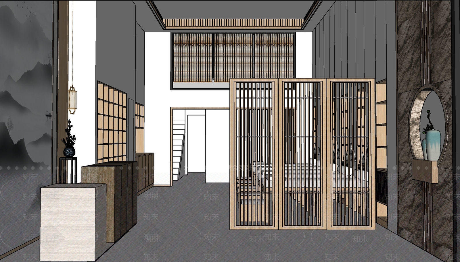 新中式风格SPA会所SU模型下载【ID:756806699】