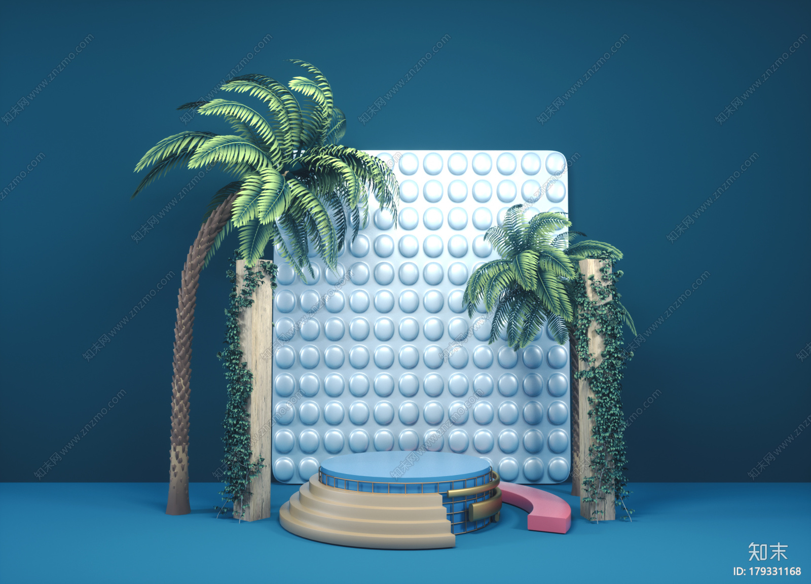 椰子树圆台元素CG模型下载【ID:179331168】