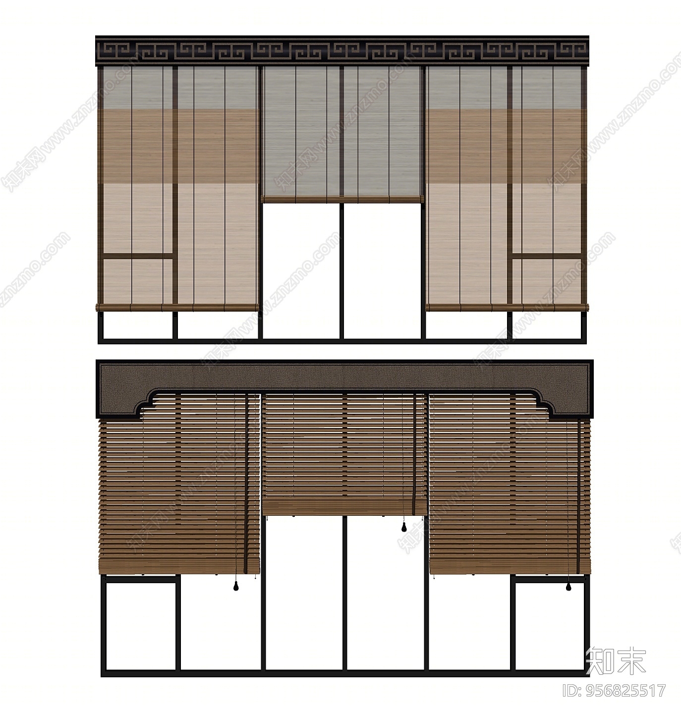 新中式风格百叶帘SU模型下载【ID:956825517】