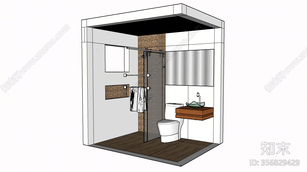 现代风格家居卫生间SU模型下载【ID:356829429】