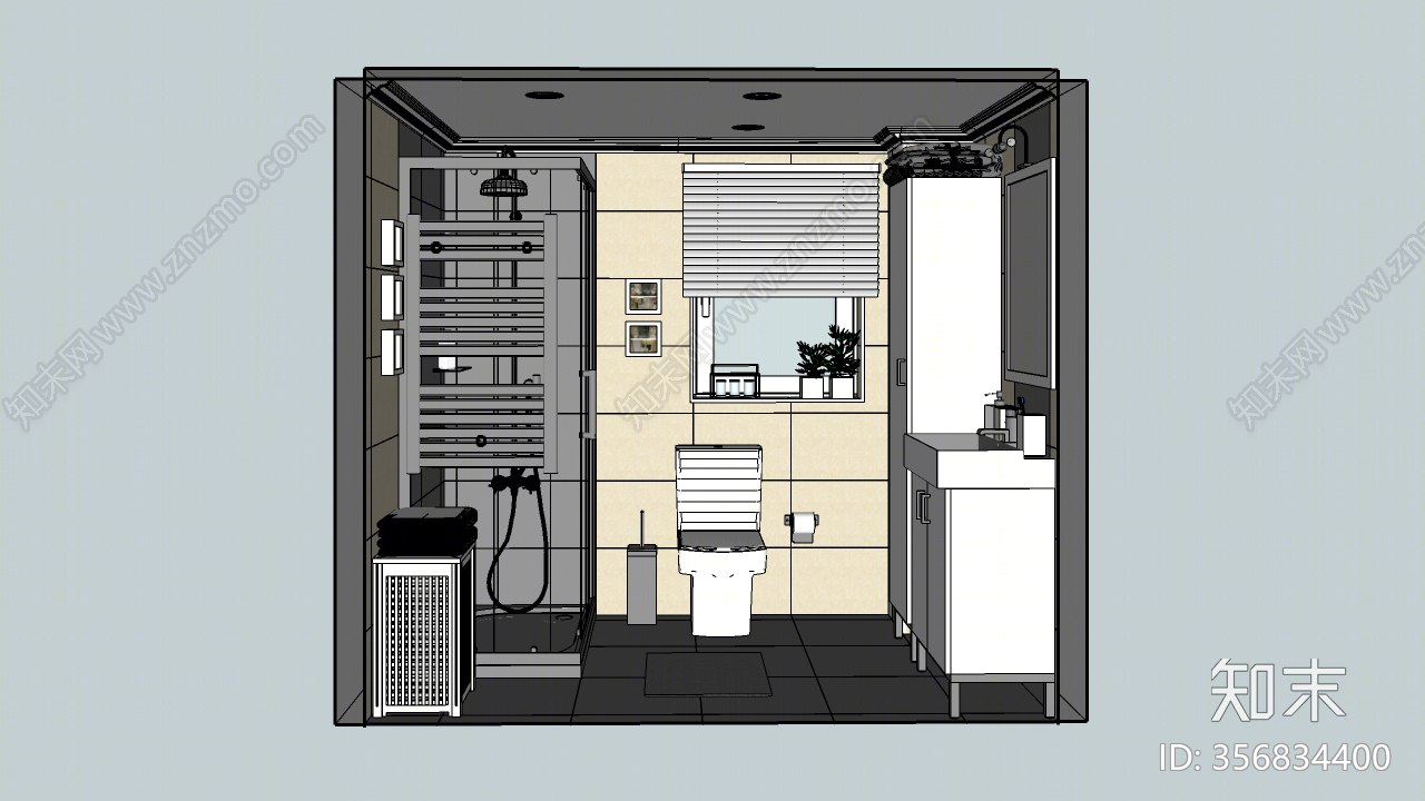 现代风格家居卫生间SU模型下载【ID:356834400】