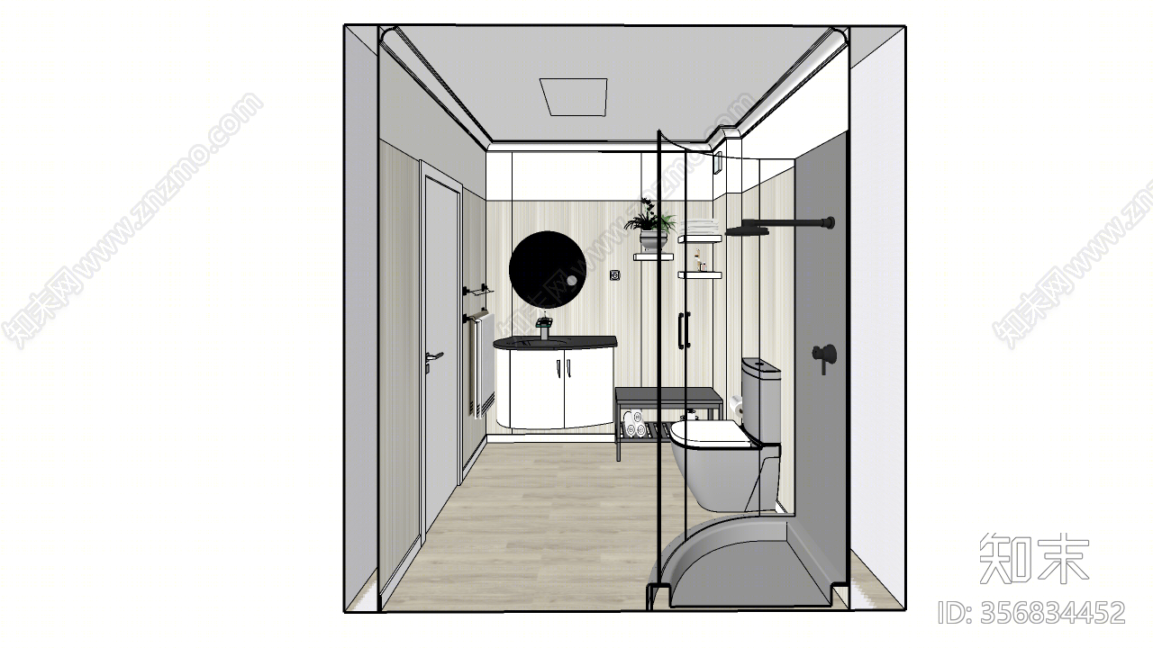 现代风格家居卫生间SU模型下载【ID:356834452】