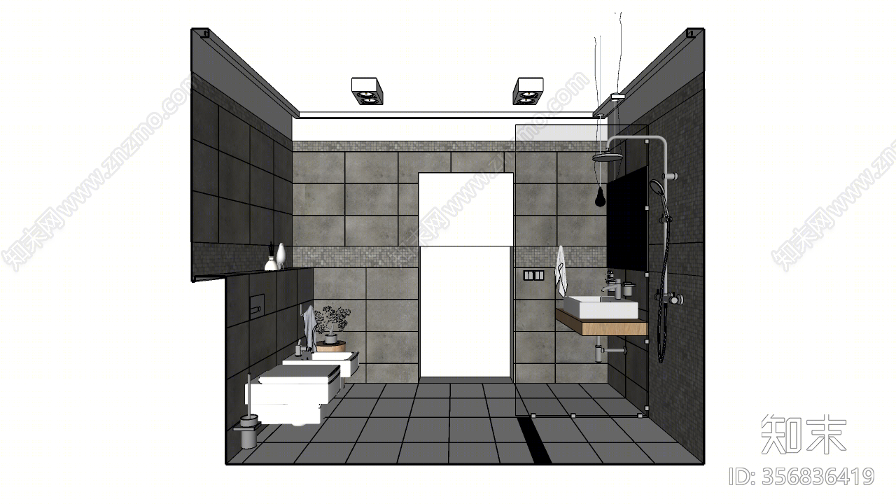 现代风格家居卫生间SU模型下载【ID:356836419】