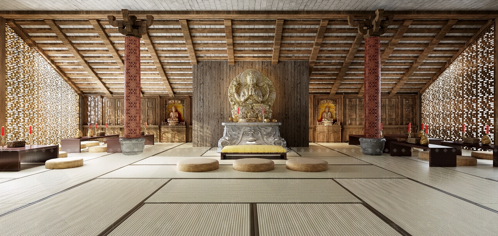 中式寺庙佛堂3D模型下载【ID:256856606】