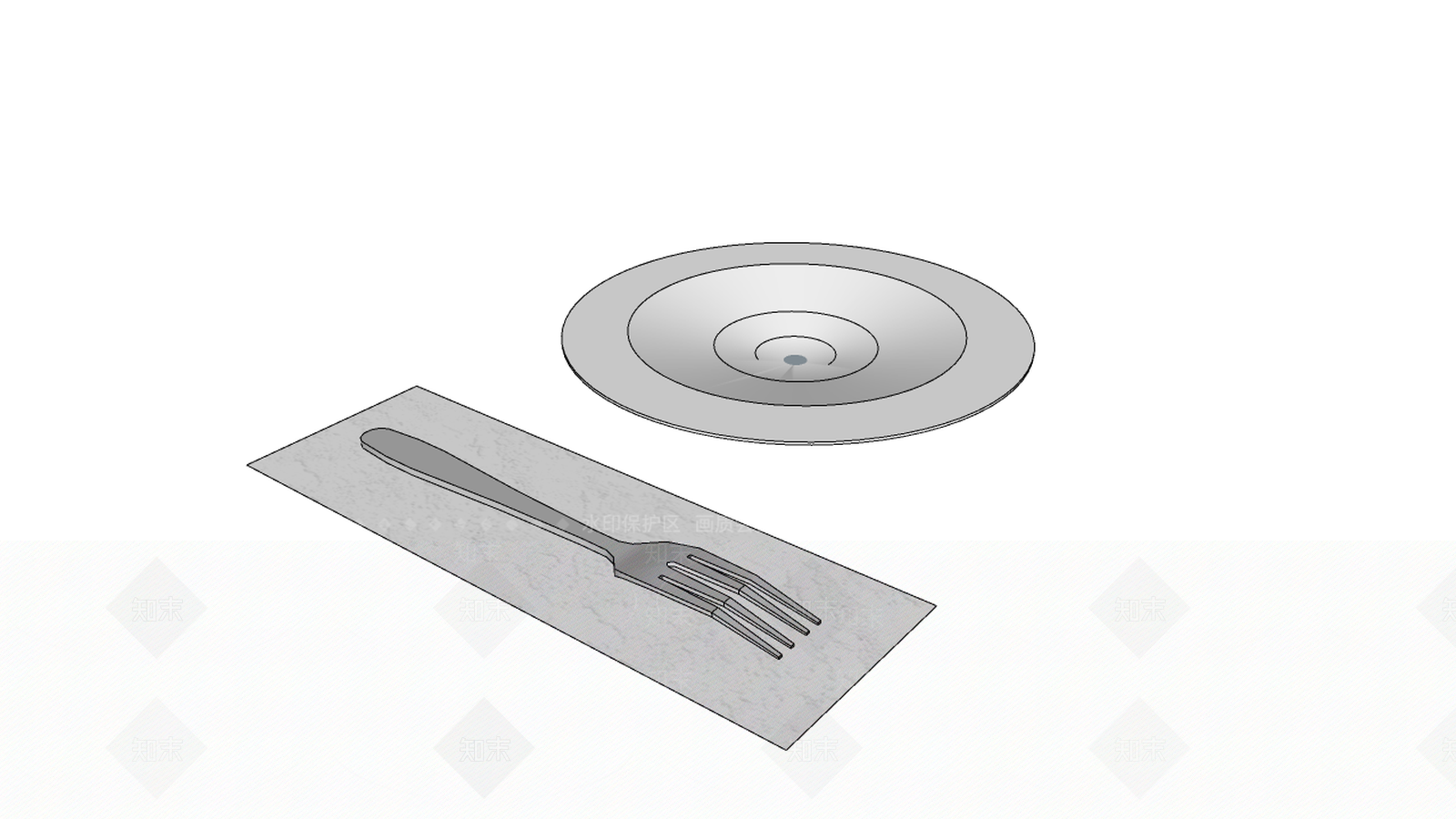 现代餐具SU模型草图