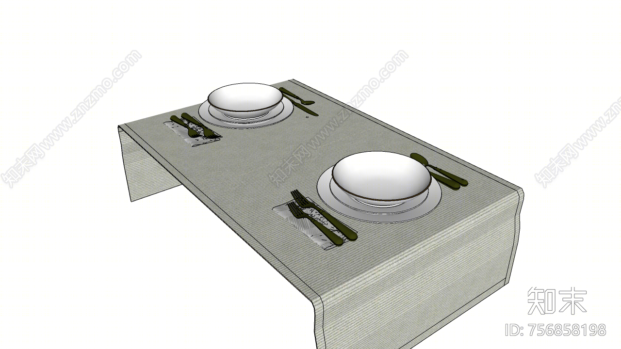 现代风格餐具SU模型下载【ID:756858198】