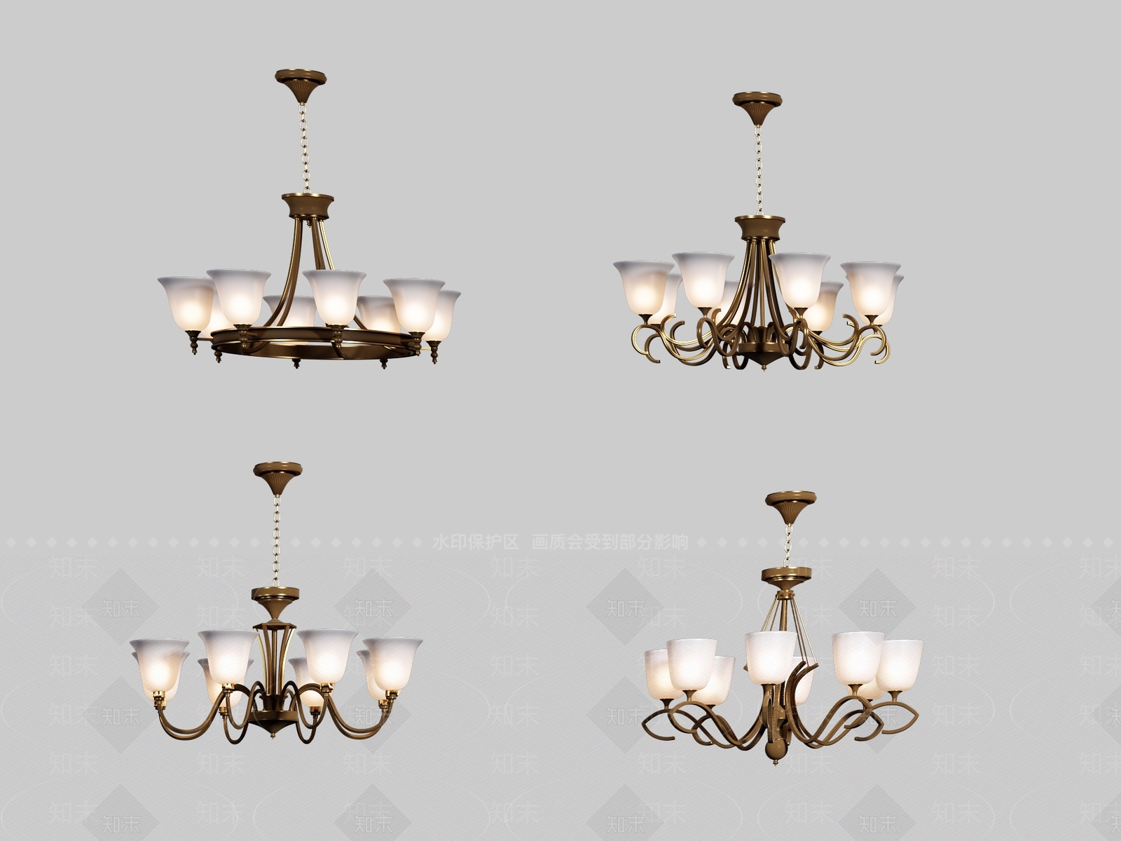 美式古典客厅吊顶3D模型下载【ID:556874850】