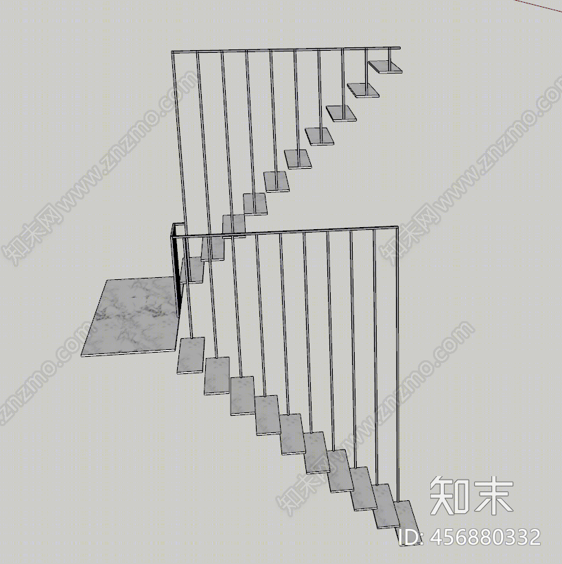 现代风格铁艺栏杆SU模型下载【ID:456880332】