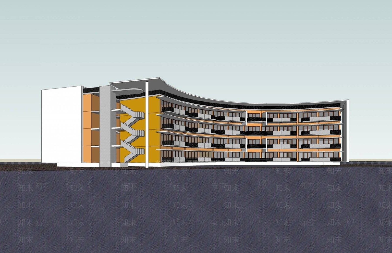 现代学校建筑SU模型草图