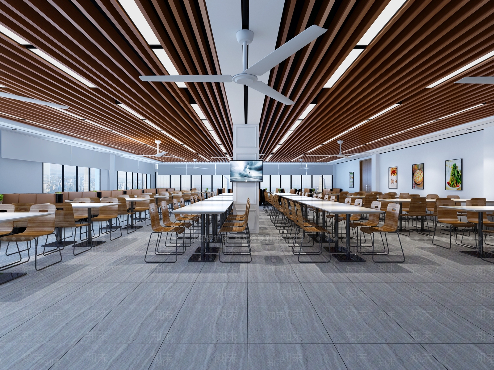 现代食堂大厅3D模型下载【ID:756890717】