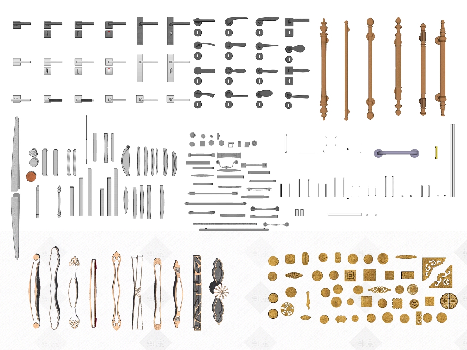 欧式风格门把手SU模型下载【ID:456891335】