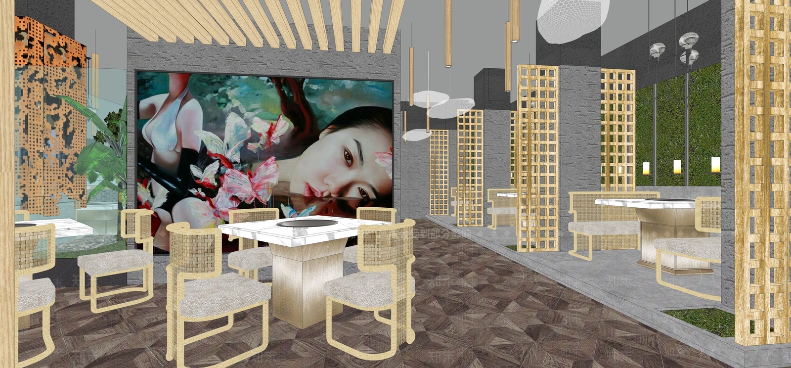 现代风格火锅店SU模型下载【ID:856911842】