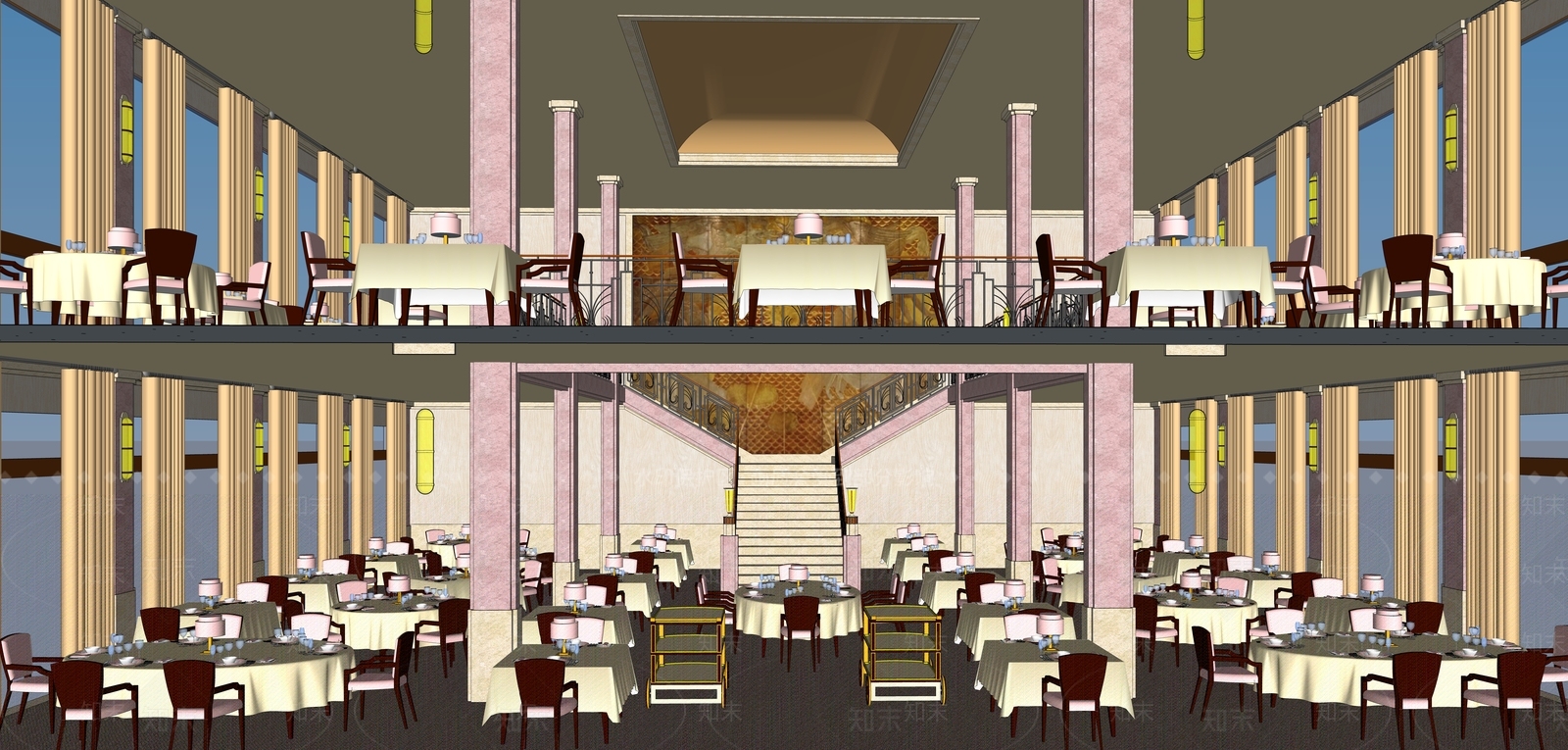 现代风格中餐厅SU模型下载【ID:956911055】