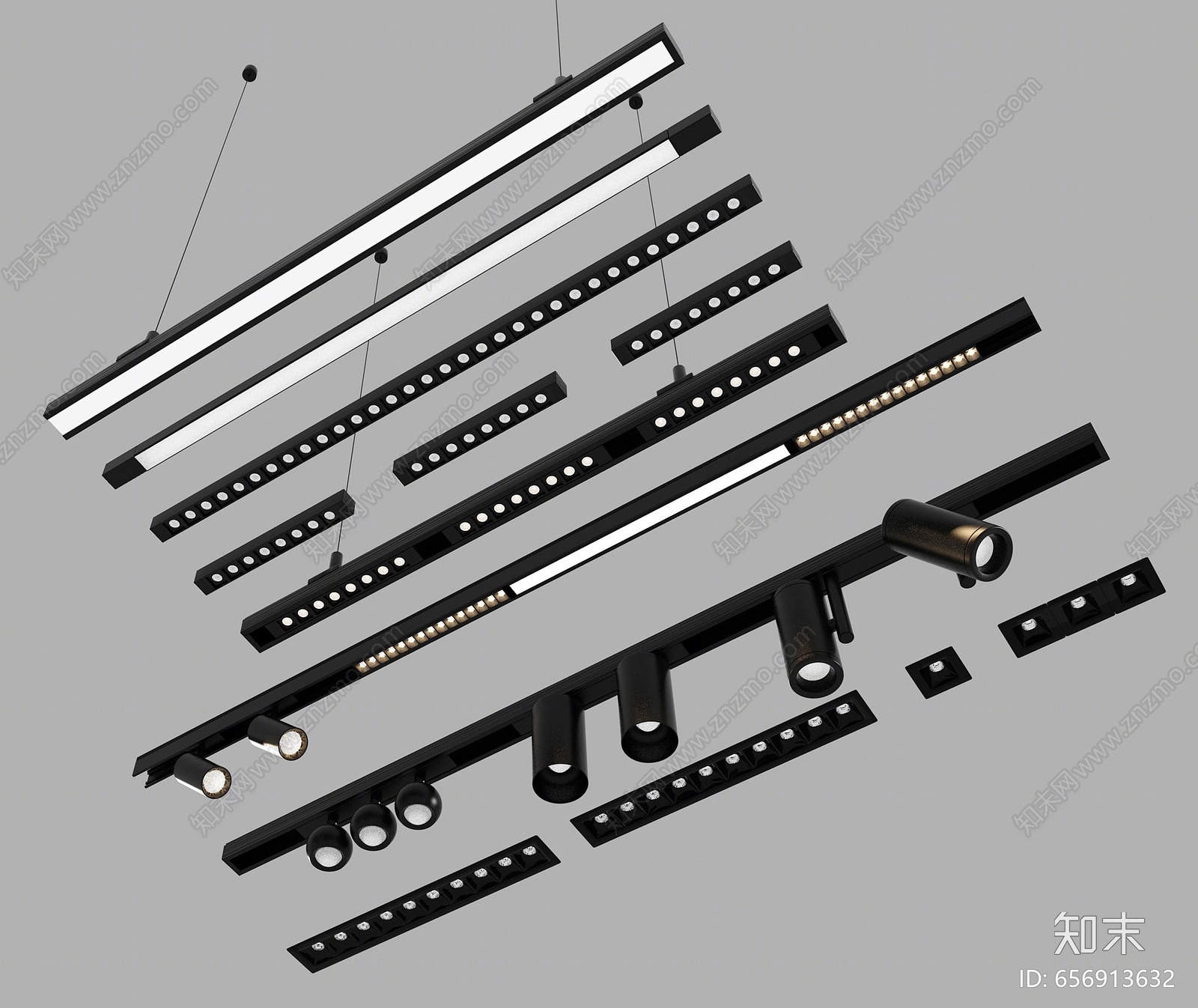 现代LED射灯3D模型下载【ID:656913632】