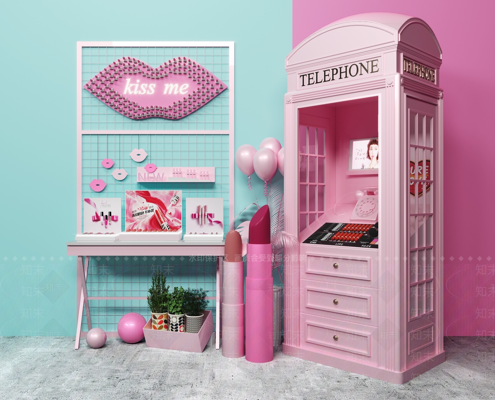 北欧网红化妆品彩妆展架3D模型下载【ID:956918987】