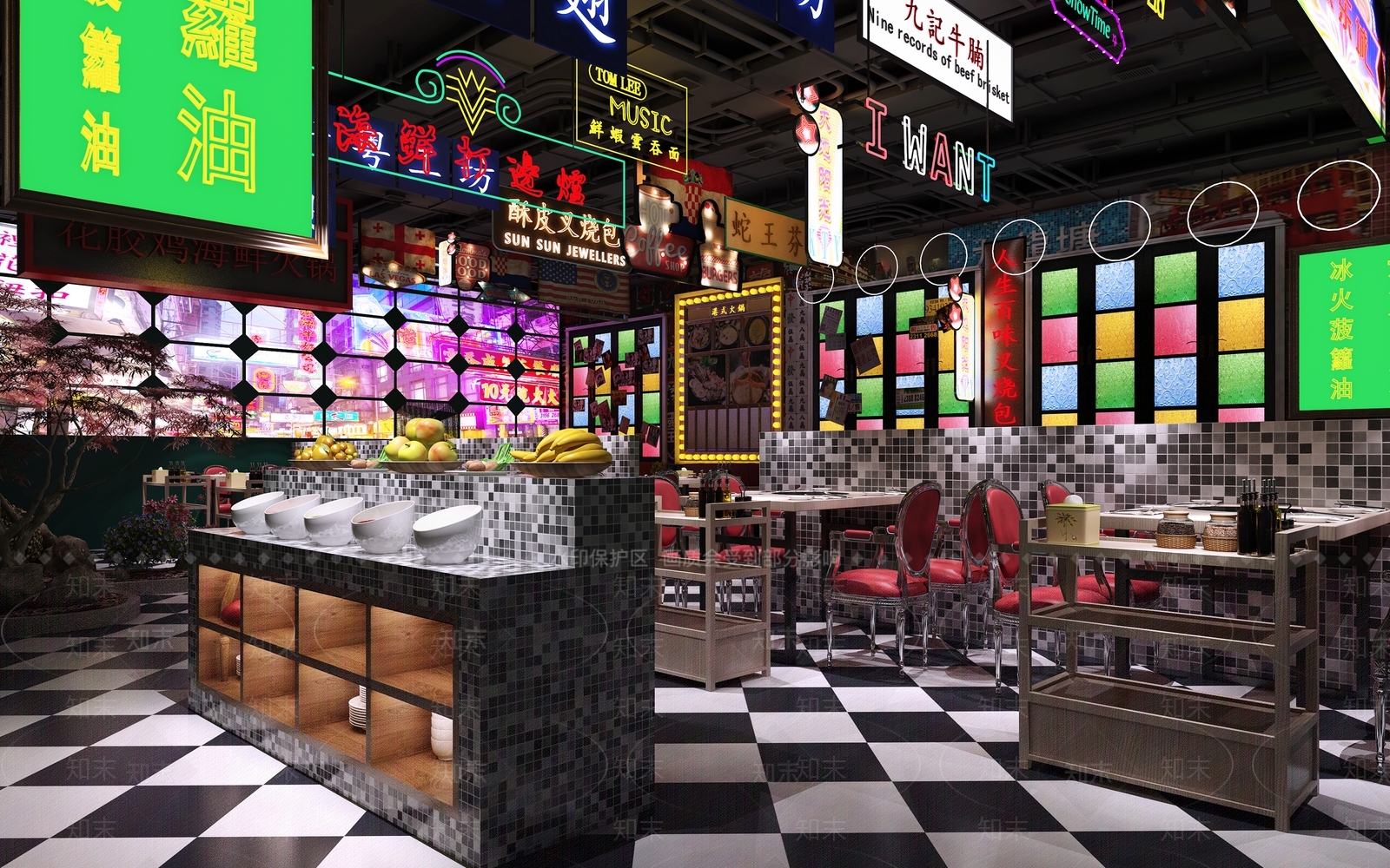 工业风港式茶餐厅3D模型下载【ID:756919911】