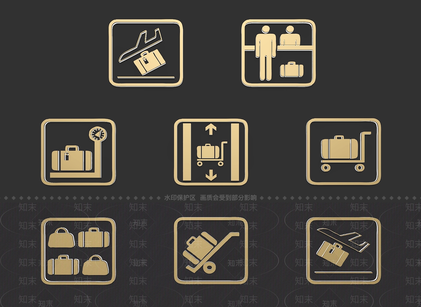 现代飞机场公场所导向牌3D模型下载【ID:256926298】