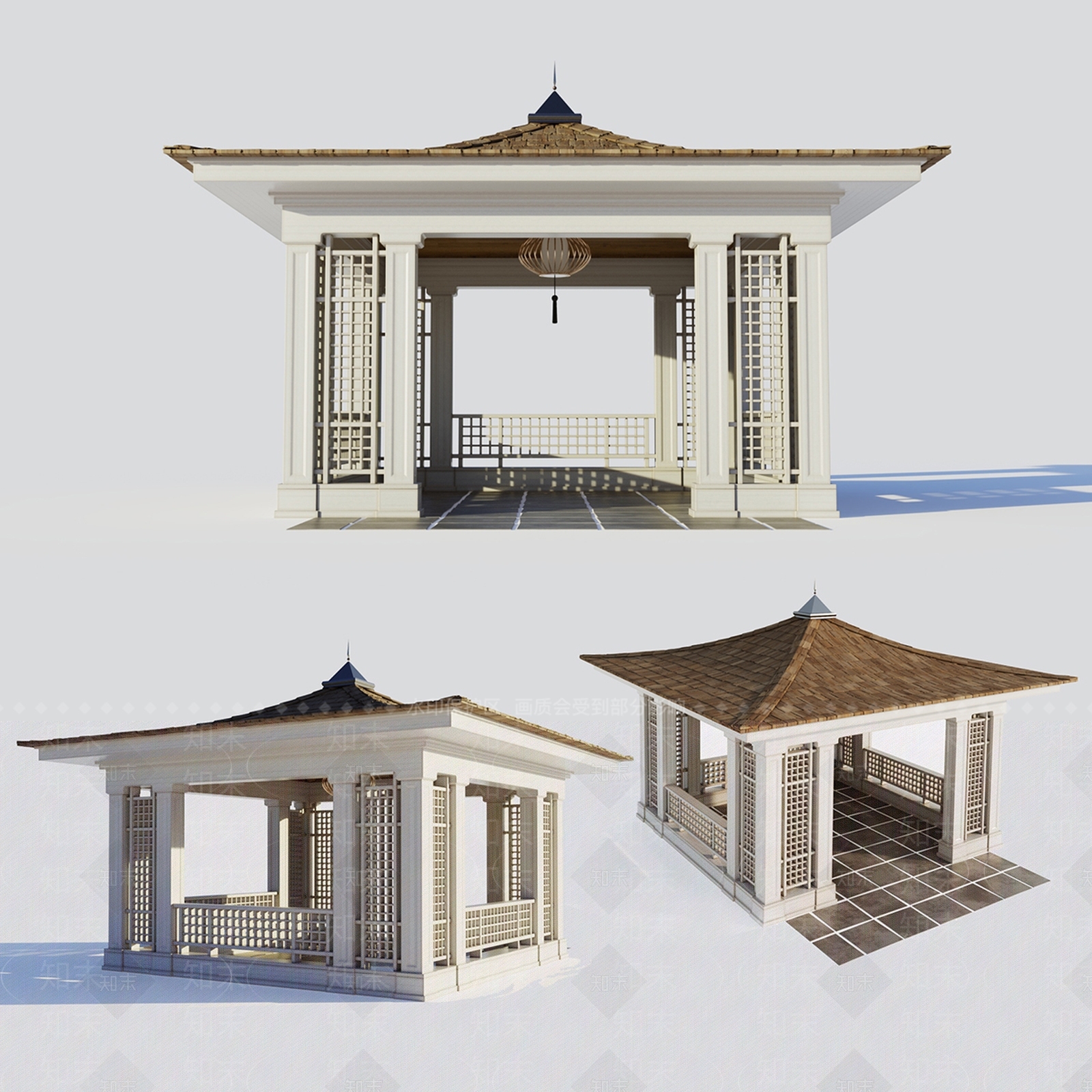 中式凉亭建筑3D模型下载【ID:656930094】