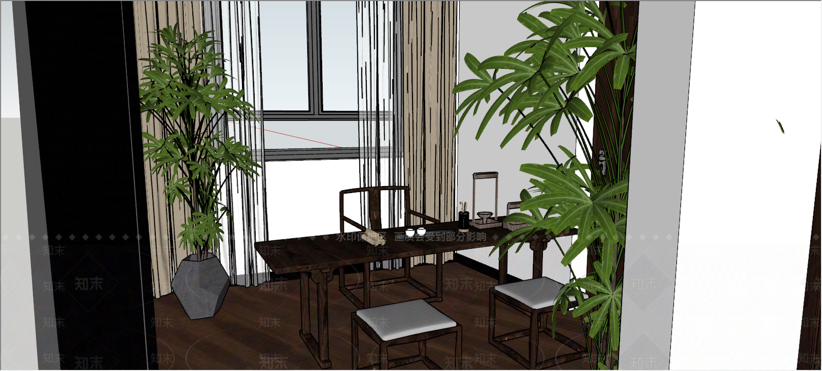 中式风格茶馆SU模型下载【ID:956931727】