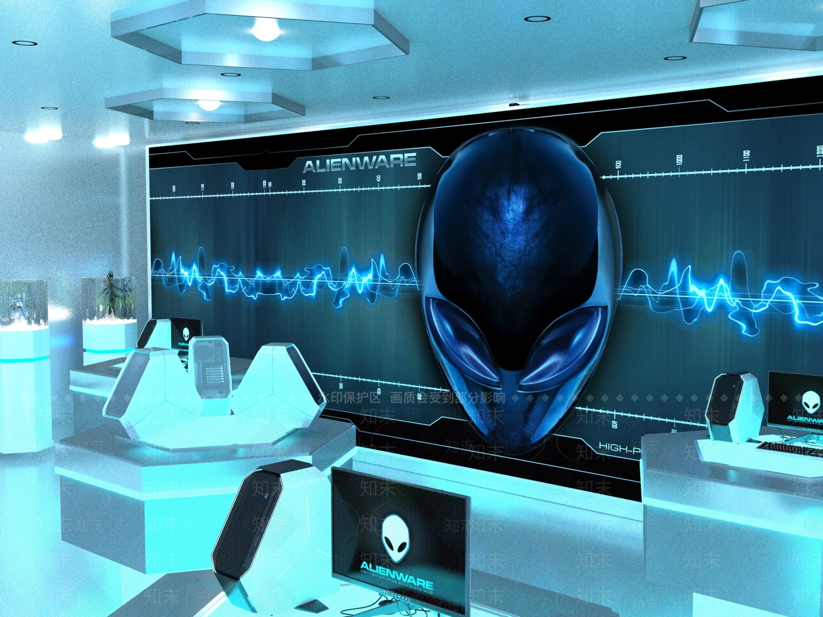 现代外星人电脑旗舰店3D模型下载【ID:556933460】