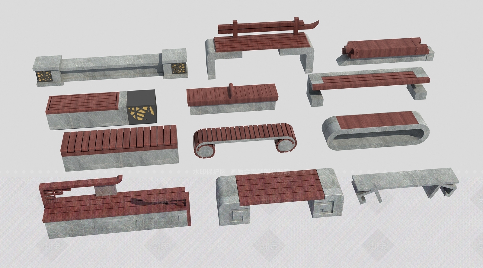 中式石凳3D模型下载【ID:356992343】