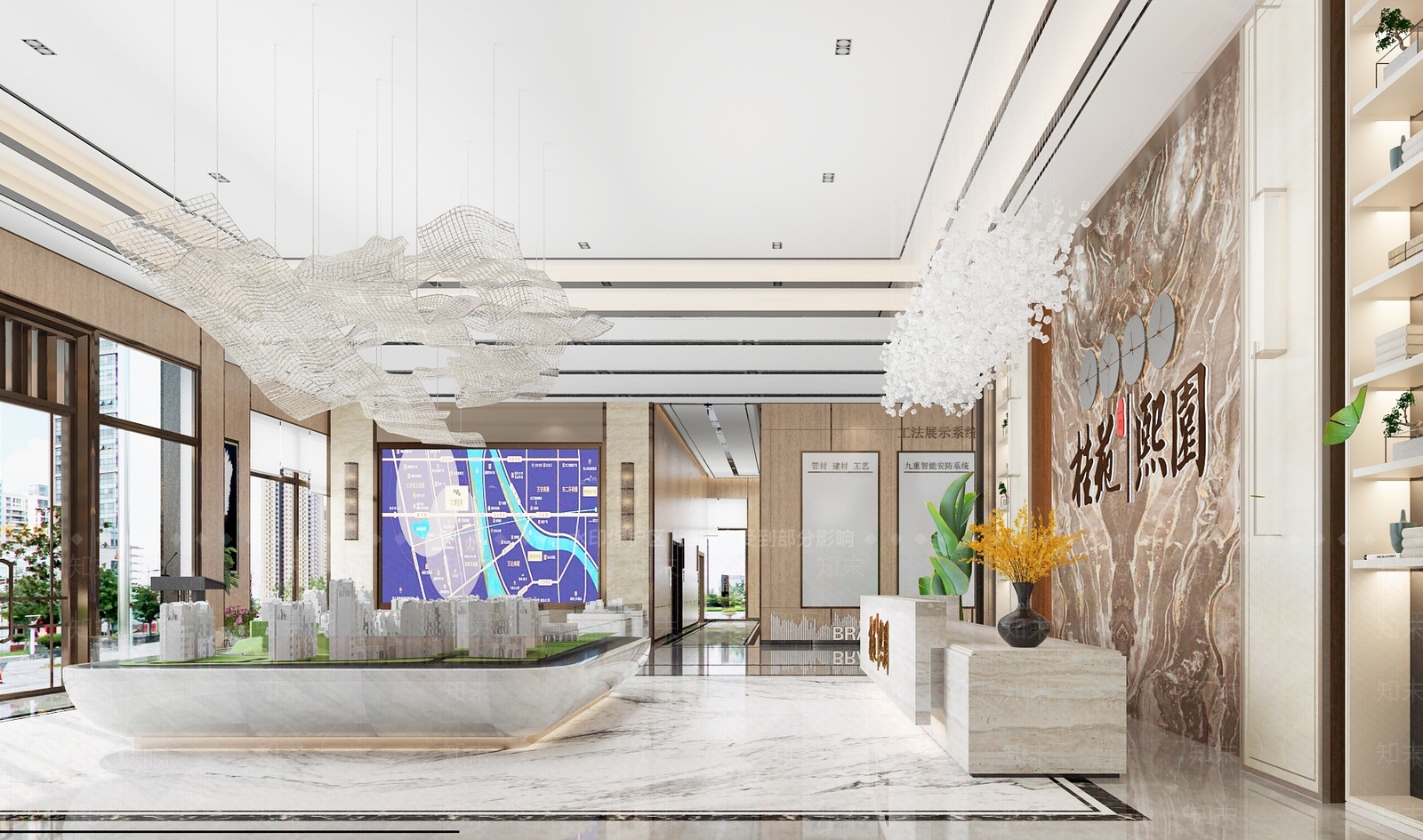 现代售楼部吊灯3D模型下载【ID:457005568】